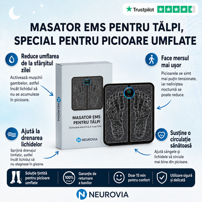1+1 GRATIS AZI - Neurovia™ Tratament EMS pentru picioare umflate, grele sau slăbite – utilizare confortabilă acasă