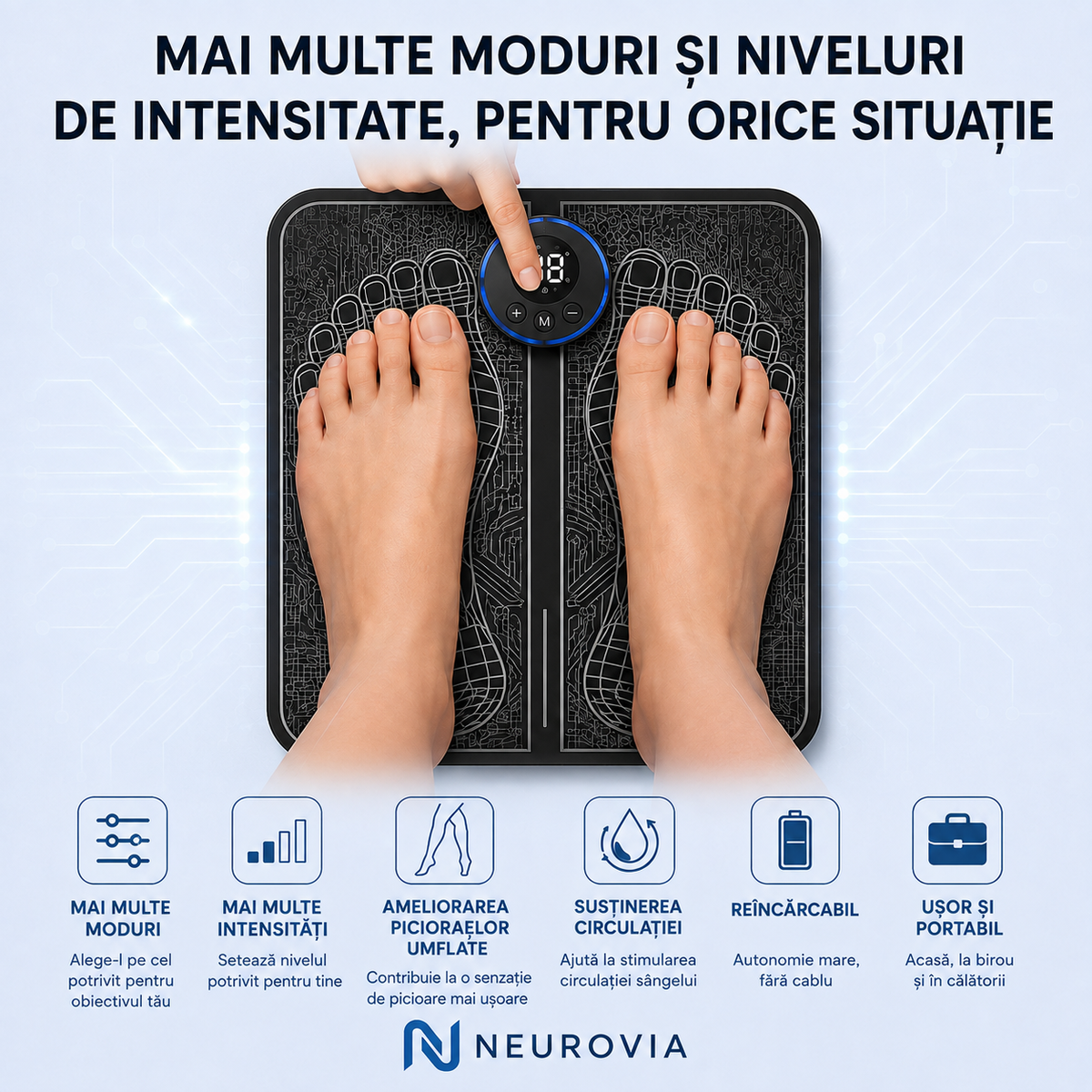 1+1 GRATIS AZI - Neurovia™ Tratament EMS pentru picioare umflate, grele sau slăbite – utilizare confortabilă acasă