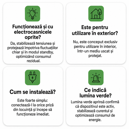 1+1 GRATIS | EcoVolt™ – Reduce fluctuațiile de tensiune și te ajută să economisești la factura de curent. Fără întreținere.