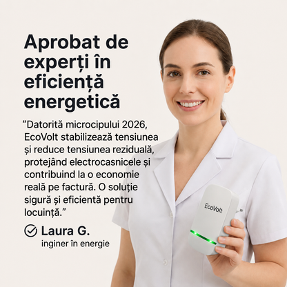 1+1 GRATIS | EcoVolt™ – Reduce fluctuațiile de tensiune și te ajută să economisești la factura de curent. Fără întreținere.