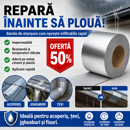 MaxFixer™ – Bandă de Etanșare Ultra Rezistentă | Sigilează, Repară și Protejează Rapid Orice Suprafață | Impermeabilă, Flexibilă și Rezistentă la Temperatură