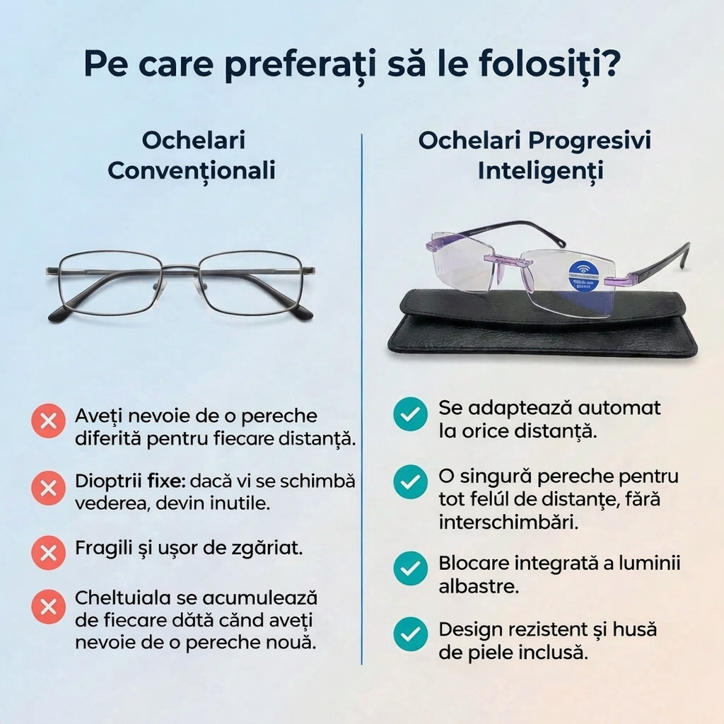 Ochelari Inteligenți RayPro™ 3-în-1: Vedere Perfectă la Orice Distanță | Lentile Auto-Reglabile cu Filtru de Lumină Albastră | Siguranță Maximă la Volan | CADOU Toc din Piele + 30 de Zile Testare Fără Risc