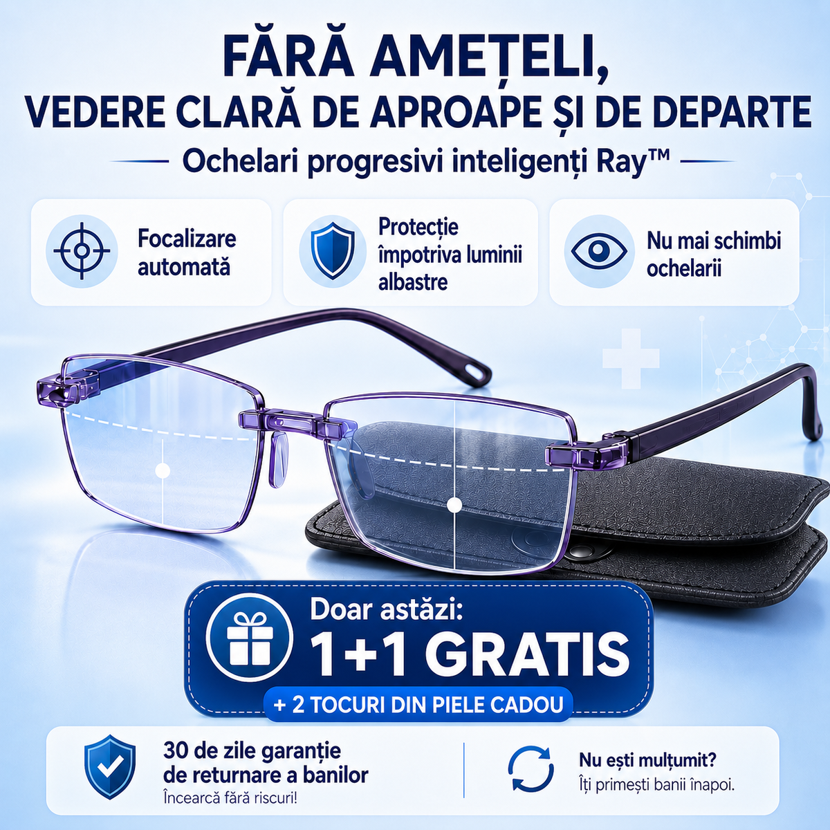 DOAR AZI: 1+1 GRATIS! – Vedere clară de aproape și de departe de la prima purtare, fără amețeli și fără să schimbi mereu ochelarii – Ray™