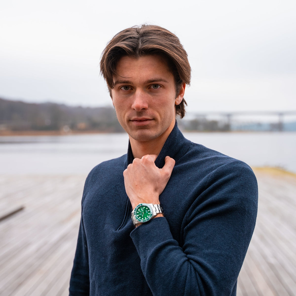 Ceas Elvețian Premium Submariner – Design de Lux Tip Diver, Verde Metalizat (Arată scump, fără să plătești mii)