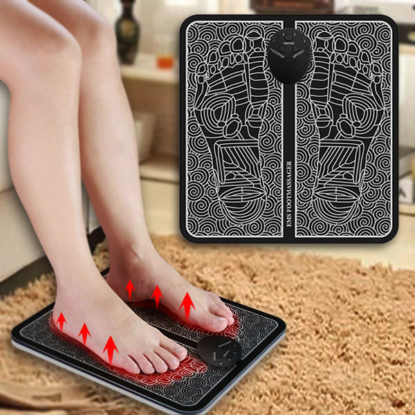 1+1 GRATIS | EMS Footie® – Masajer pentru picioare cu 8 moduri și 19 niveluri de intensitate, creat pentru a calma oboseala, durerile și umflarea picioarelor, ca să te bucuri de odihna pe care o meriți după o zi lungă